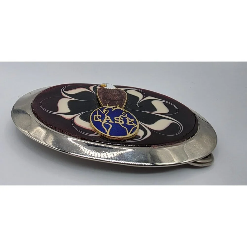 Case Belt Buckle Old Abe Bald‎ Eagle & Globe Trademark Red Cloisonne READ
